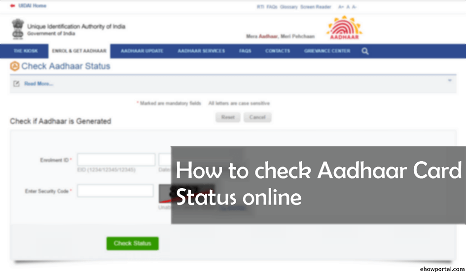 Aadhar Card Status Enquiry How To Check Adhaar Card Status Online